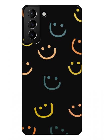 Samsung S21 Emoji Gülen Yüz Siyah Telefon Kılıfı