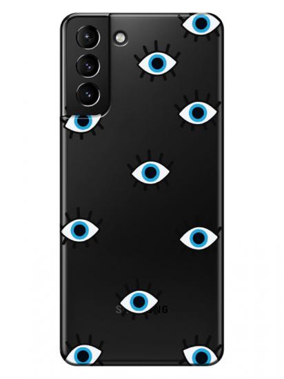Samsung S21 Nazar Gözler Şeffaf Telefon Kılıfı