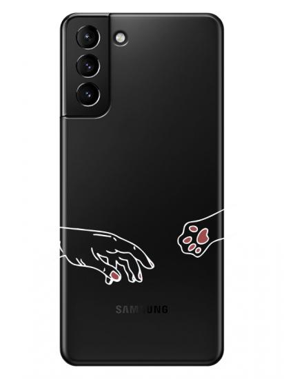Samsung S21 Hand And Paw Şeffaf Telefon Kılıfı