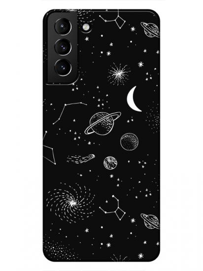 Samsung S21 Gezegenler Siyah Telefon Kılıfı