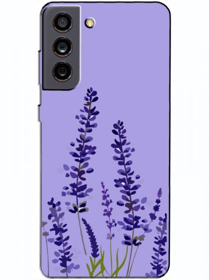 Samsung S21 FE Lavanta Desenli Lila Telefon Kılıfı