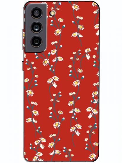 Samsung S21 FE Papatya Sarmaşığı Kırmızı Telefon Kılıfı