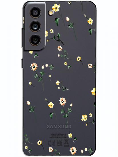 Samsung S21 FE Çiçekli Şeffaf Telefon Kılıfı