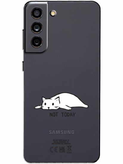 Samsung S21 FE Not Today Kedi Şeffaf Telefon Kılıfı
