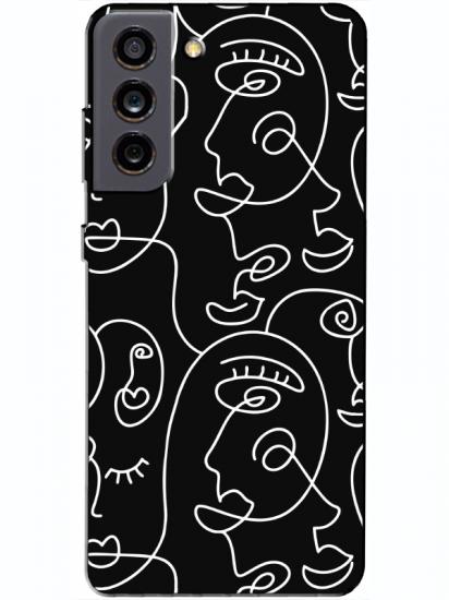 Samsung S21 FE Face Art Siyah Telefon Kılıfı