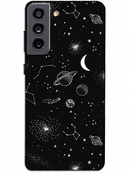 Samsung S21 FE Gezegenler Siyah Telefon Kılıfı