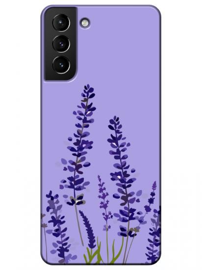 Samsung S21 Plus Lavanta Desenli Lila Telefon Kılıfı