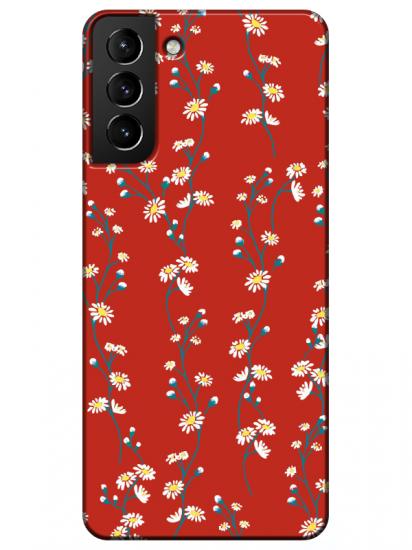 Samsung S21 Plus Papatya Sarmaşığı Kırmızı Telefon Kılıfı