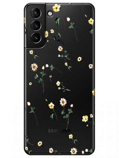 Samsung S21 Plus Çiçekli Şeffaf Telefon Kılıfı