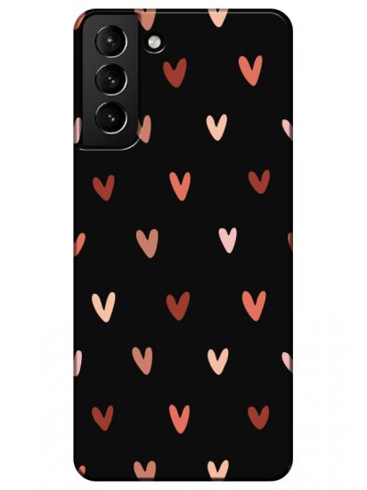 Samsung S21 Plus Kalp Desen Siyah Telefon Kılıfı
