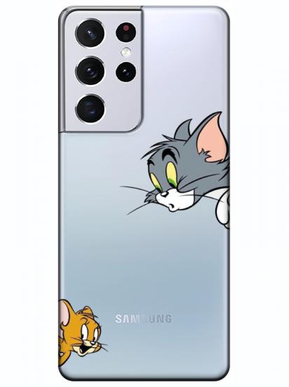 Samsung S21 Ultra Tom And Jerry Şeffaf Telefon Kılıfı