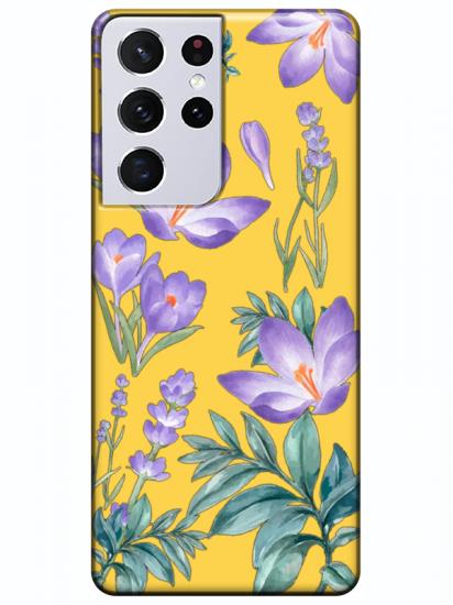 Samsung S21 Ultra Kış Çiçeği Sarı Telefon Kılıfı