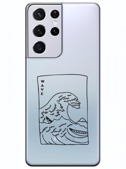Samsung S21 Ultra Kanagawa Wave Şeffaf Telefon Kılıfı