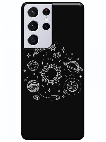 Samsung S21 Ultra Gezegen Siyah Telefon Kılıfı