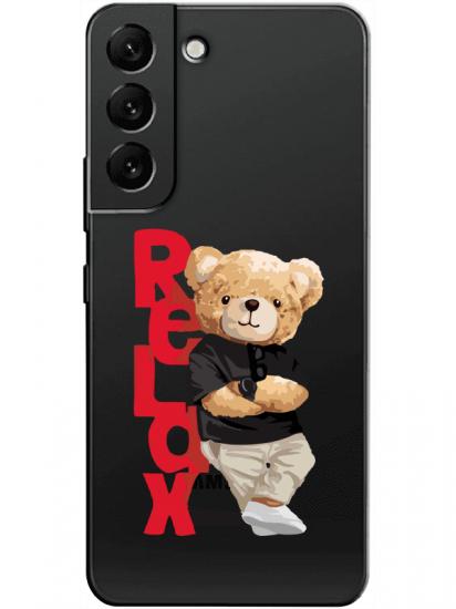 Samsung S22 Teddy Bear Relax Şeffaf Telefon Kılıfı