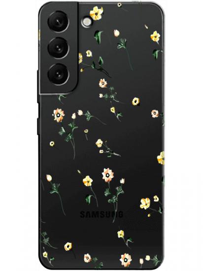 Samsung S22 Çiçekli Şeffaf Telefon Kılıfı