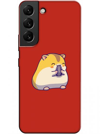 Samsung S22 Sevimli Hamster Kırmızı Telefon Kılıfı