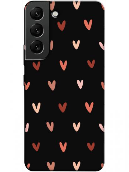 Samsung S22 Kalp Desen Siyah Telefon Kılıfı