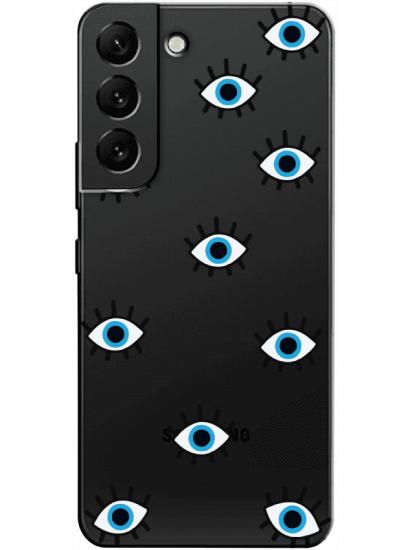 Samsung S22 Nazar Gözler Şeffaf Telefon Kılıfı