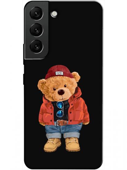 Samsung S22 Plus Teddy Bear Siyah Telefon Kılıfı