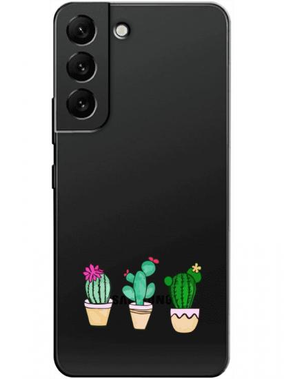 Samsung S22 Plus Kaktüs Şeffaf Telefon Kılıfı