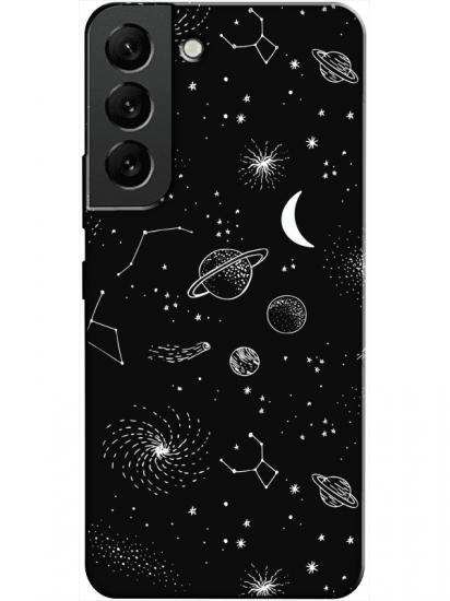 Samsung S22 Plus Gezegenler Siyah Telefon Kılıfı