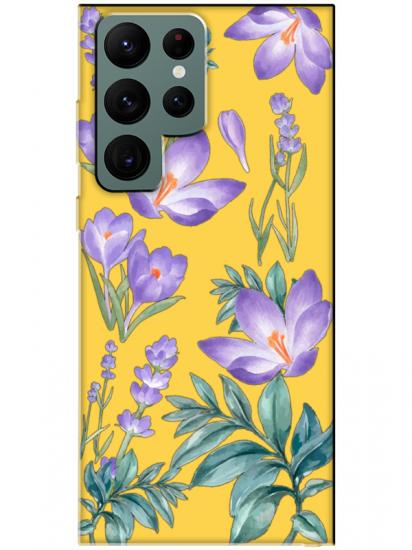Samsung S22 Ultra Kış Çiçeği Sarı Telefon Kılıfı