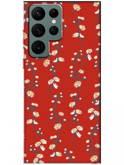 Samsung S22 Ultra Papatya Sarmaşığı Kırmızı Telefon Kılıfı
