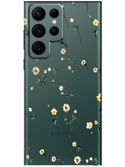 Samsung S22 Ultra Çiçekli Şeffaf Telefon Kılıfı