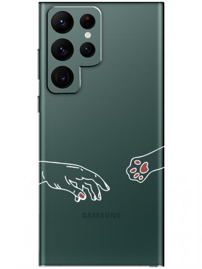 Samsung S22 Ultra Hand And Paw Şeffaf Telefon Kılıfı