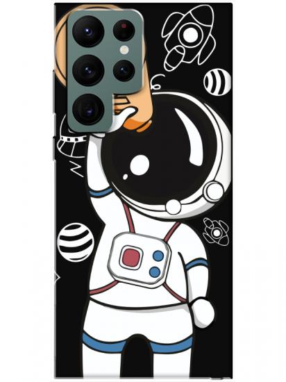 Samsung S22 Ultra Astronot Siyah Telefon Kılıfı