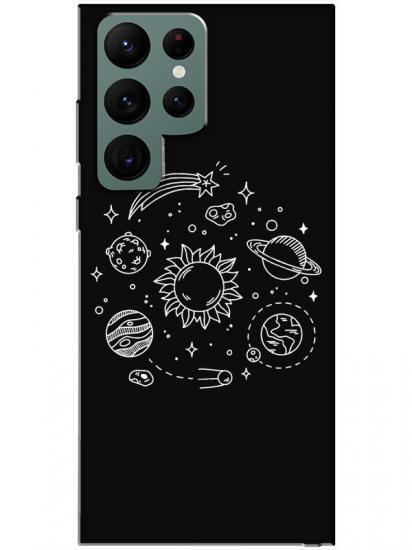 Samsung S22 Ultra Gezegen Siyah Telefon Kılıfı
