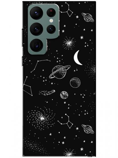 Samsung S22 Ultra Gezegenler Siyah Telefon Kılıfı