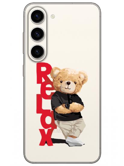 Samsung S23 Teddy Bear Relax Şeffaf Telefon Kılıfı
