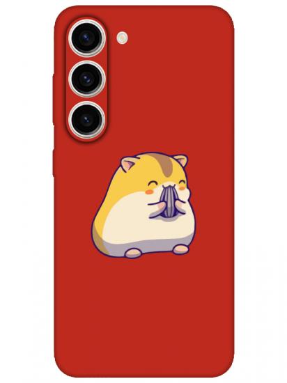 Samsung S23 Sevimli Hamster Kırmızı Telefon Kılıfı