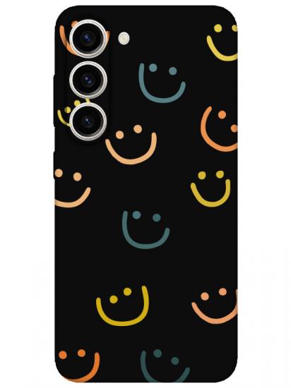 Samsung S23 Emoji Gülen Yüz Siyah Telefon Kılıfı