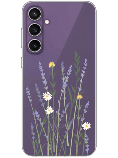 Samsung S23 FE Lavanta Desenli Şeffaf Telefon Kılıfı