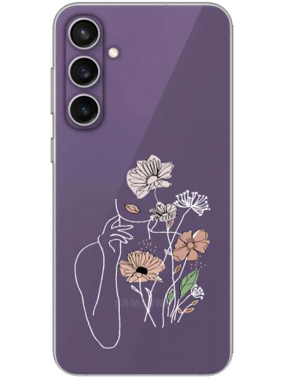Samsung S23 FE Kadın Çiçek Şeffaf Telefon Kılıfı