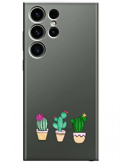 Samsung S23 Ultra Kaktüs Şeffaf Telefon Kılıfı