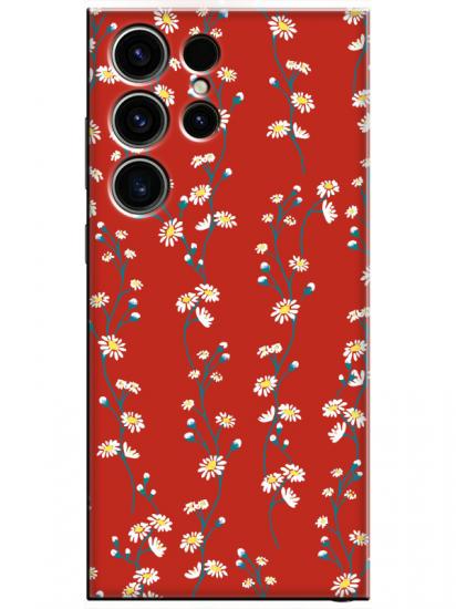 Samsung S23 Ultra Papatya Sarmaşığı Kırmızı Telefon Kılıfı