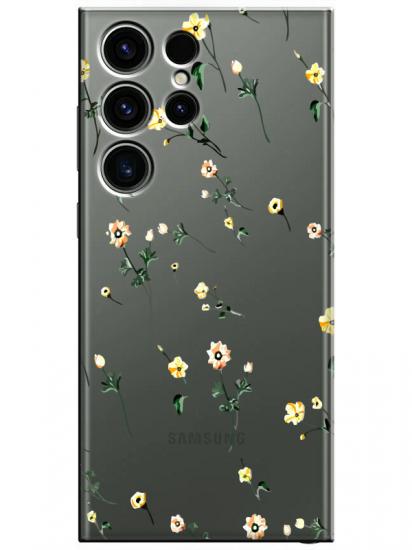 Samsung S23 Ultra Çiçekli Şeffaf Telefon Kılıfı