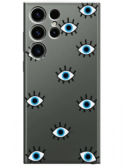 Samsung S23 Ultra Nazar Gözler Şeffaf Telefon Kılıfı