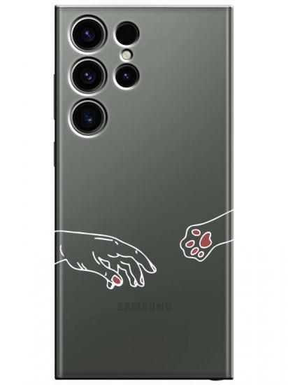Samsung S23 Ultra Hand And Paw Şeffaf Telefon Kılıfı