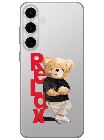 Samsung S24 Plus Teddy Bear Relax Şeffaf Telefon Kılıfı