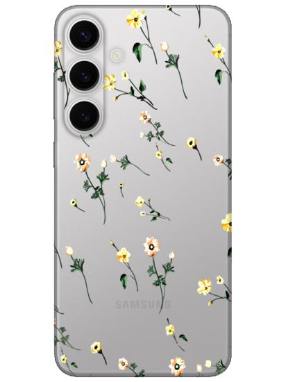 Samsung S24 Çiçekli Şeffaf Telefon Kılıfı