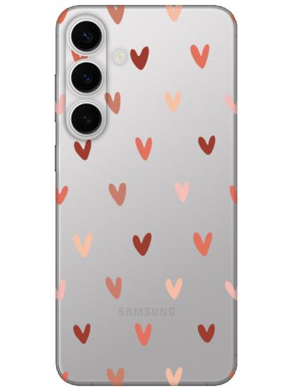 Samsung S24 Plus Kalp Desen Şeffaf Telefon Kılıfı