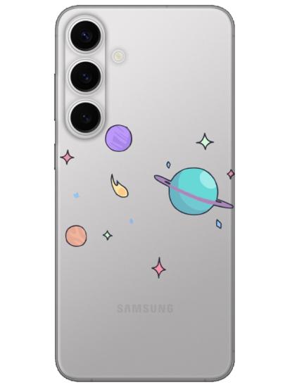 Samsung S24 Plus Gezegen Tasarım Şeffaf Telefon Kılıfı