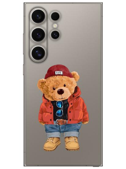 Samsung S24 Ultra Teddy Bear Şeffaf Telefon Kılıfı
