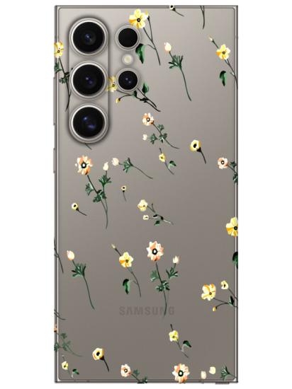 Samsung S24 Ultra Çiçekli Şeffaf Telefon Kılıfı