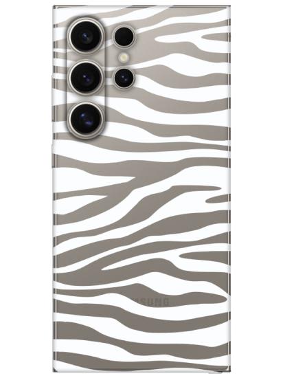 Samsung S24 Ultra Zebra Desen Şeffaf Telefon Kılıfı